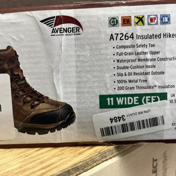 Avenger Mens A7264 Insulated Hiker Boots Brown, Size 11 EE main image 6